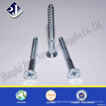 Din7997 countersunk flat head wood screw with zinc